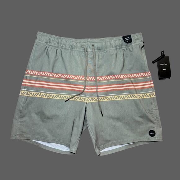 RVCA Men's 17" Boardshort Atlas Aloe Green Size L NWT 4-Way Stretch - Picture 1 of 8